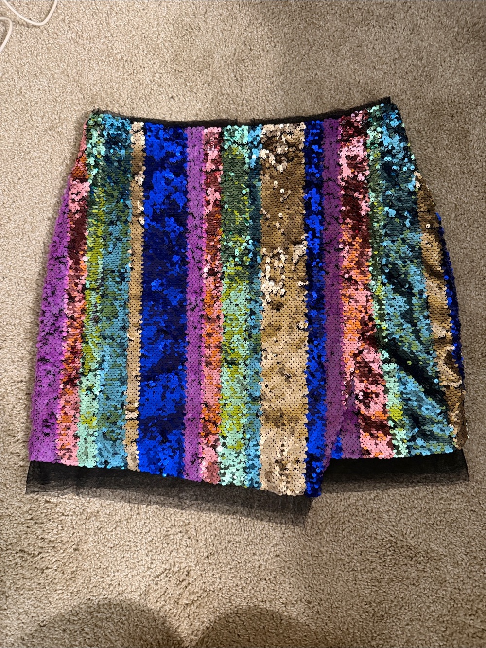 Endless Rose Multicolor Sequin Vertical Stripe Mini Skirt